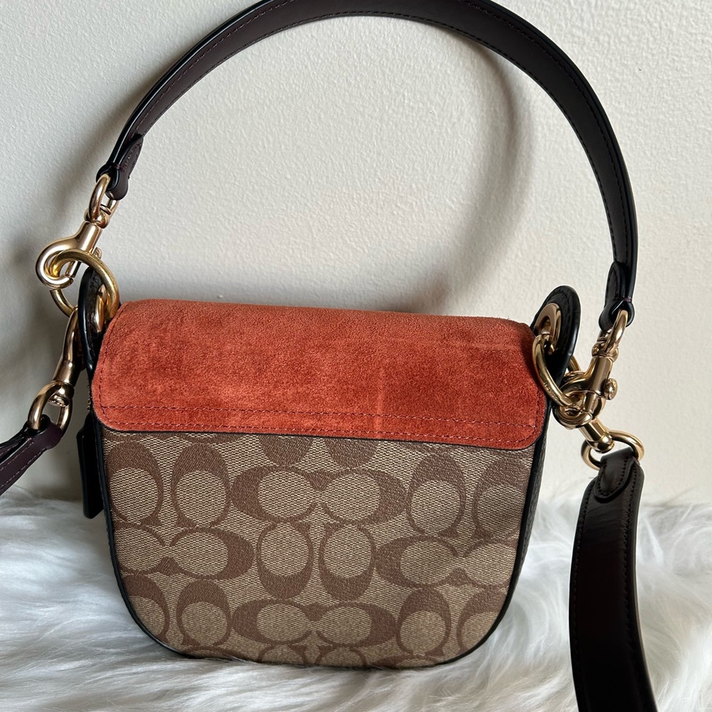 Coach Kleo Hobo Brown Rust Signature Canvas Suede‎ Shoulder Bag Excellent - Picture 3 of 9